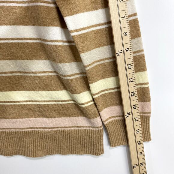 J Jill Knit Sweater Womens Petite Size Small Brown Stripe Print Long Sleeve - Picture 9 of 11